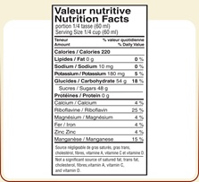 Valeur nutritive sirop d'érable